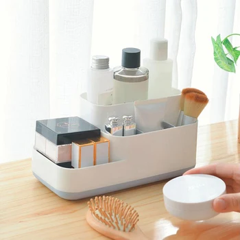 

Functional Cosmetic Holder Desktop Grids Cosmetics Makeup Container Kitchen Bathroom Organizer Office Jewelry Storage Box
