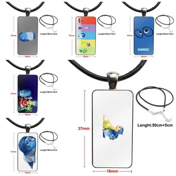 

Sadness Inside Out Necklace Fashion Long Chain With Rectangle Necklace Jewelry For Women Kids Gift