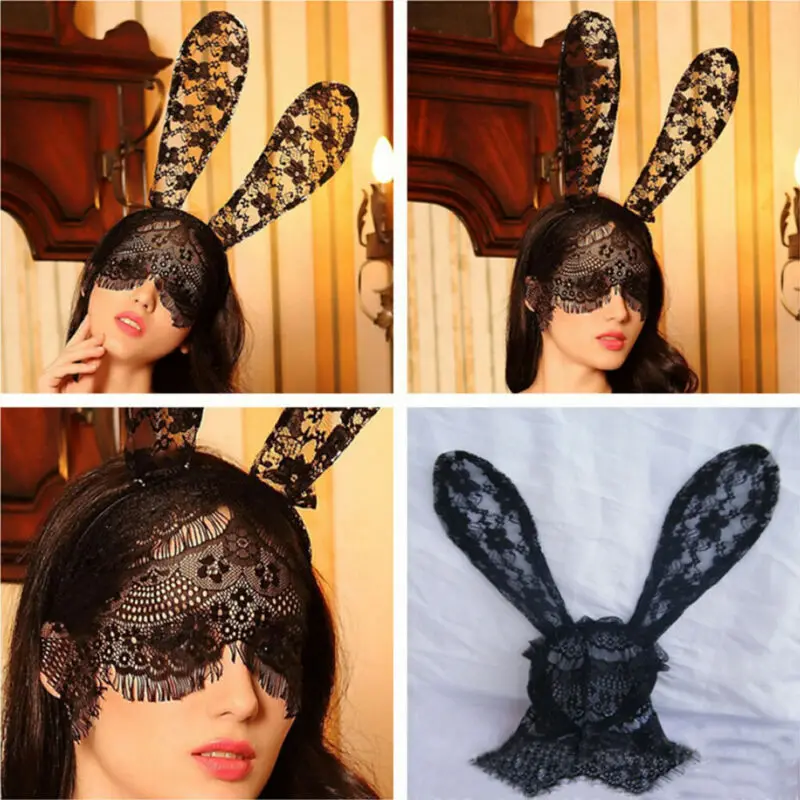 Новое поступление костюм на Хэллоуин вечерние ободок с заячьими ушами кролика кружевная маска на глаза мяч маска