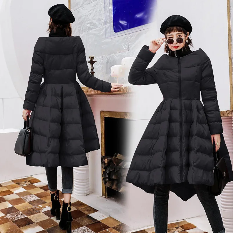 DEAT осень и зима новое модное однотонное длинное пальто выше колена с высоким воротником тонкое теплое Женское пальто PB538