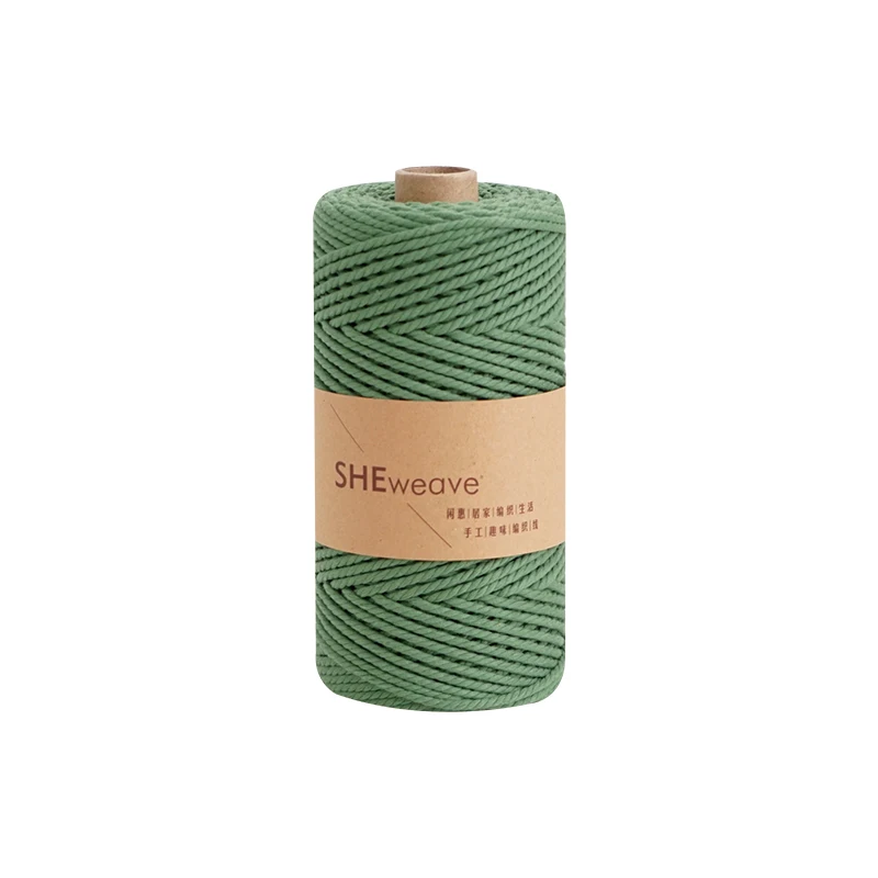 Шнур макраме 3 мм натуральный хлопок Макраме Веревка 3 мм × 100 м шнур веревка для макраме поставки, настенный, вешалка для растений, DIY ремесло - Цвет: green