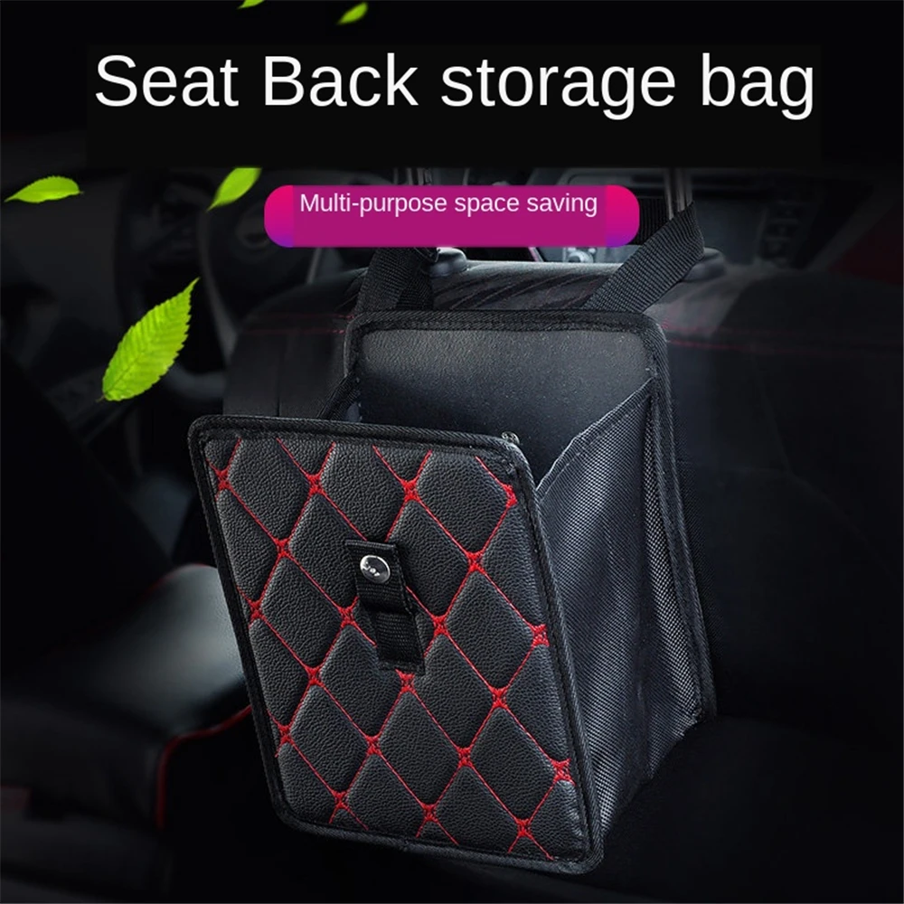 

B-LIFE Rubbish Tin Waterproof Car Trash Can with Lid and Storage Pockets