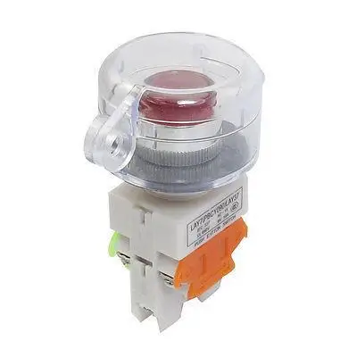 

DC 24V Red Light Momentary Transparent Cover Panel Mount Push Button Switch