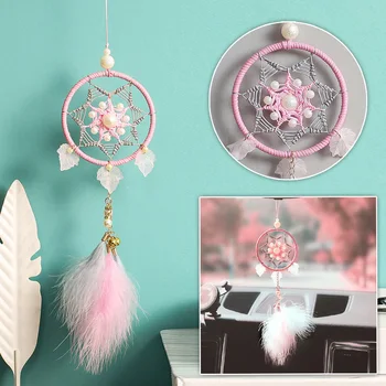 

1x Car Feather Dreamcatcher Decoration Rear View Mirror Hanging Ornament Pendant