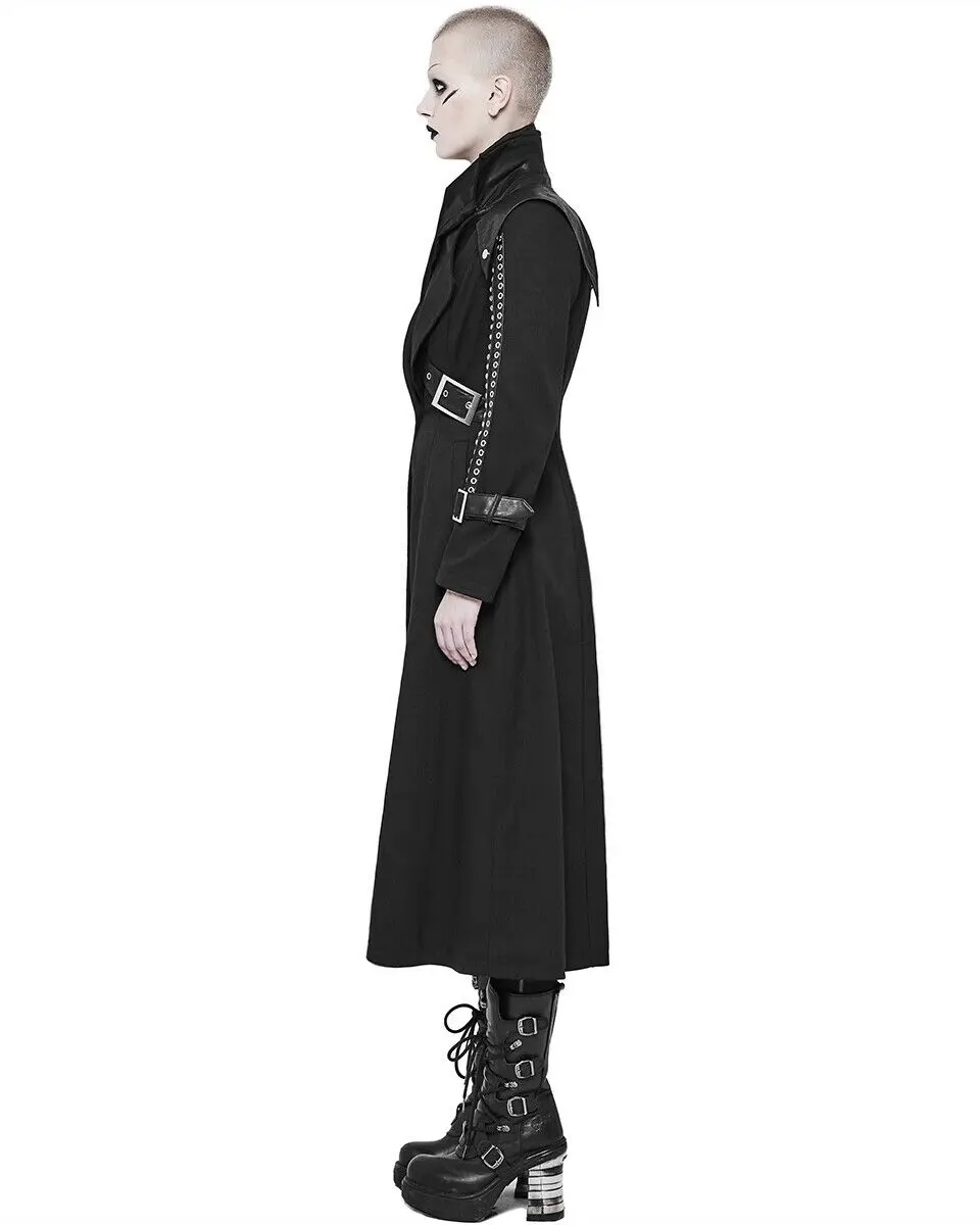 Готическое Женское зимнее черное длинное пальто женское длинное пальто средневековая Ретро верхняя одежда из искусственной кожи костюм в стиле панк Casaco Feminino 3XL