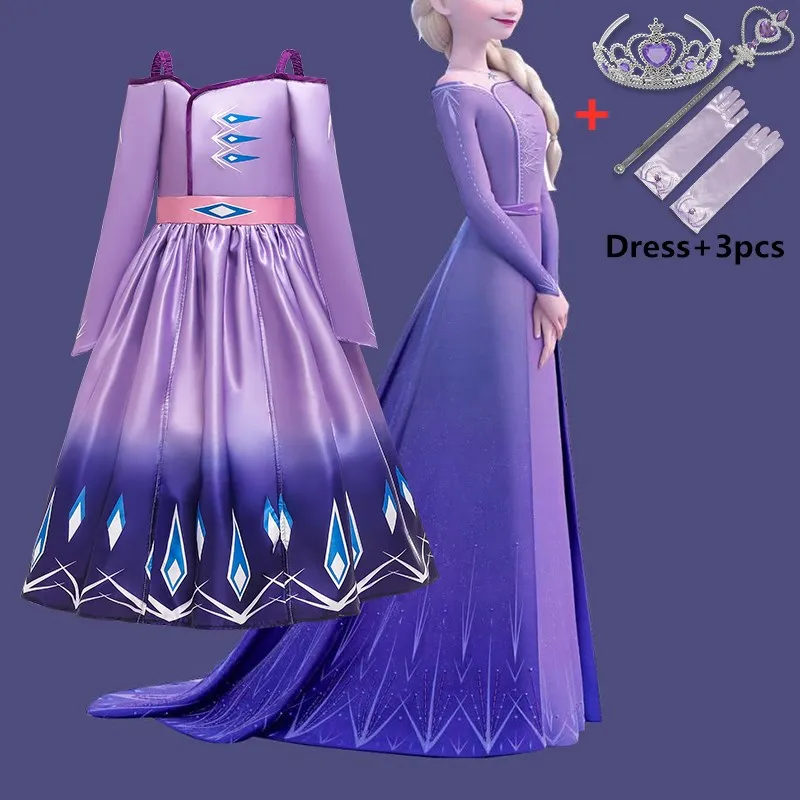 

Fancy Elsa 2 Girls Dress Anna Dress Party Vestidos Cosplay Chidlren Clothing Elza Birthday Princess Dress Kid Costume For Girls