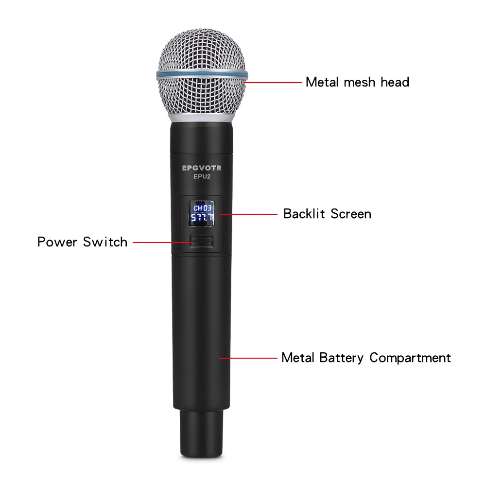 EPGVOTR UHF Wireless Microphone System with 2