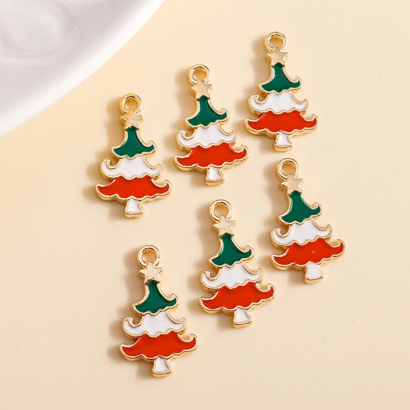 Leslie 10 Stück Mix Emaille Weihnachtsbaum Charms Niedlicher Kiefernbaum Anhänger für Schmuckherstellung Diy Ohrring Halskette Herstellung Zubehör – Detail 26