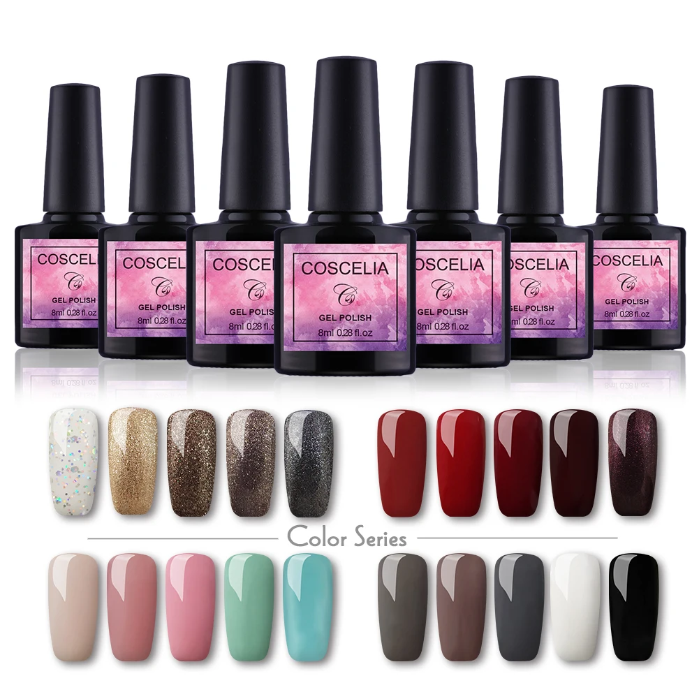 ONLY 20 Colors Gel COSCELIA набор для ногтей 24 Вт УФ светодиодный светильник Сушилка инструменты для маникюра набор 20шт Комплект гель-лаков для ногтей Гель-лак набор для ногтей - Цвет: ONLY 20 Colors Gel