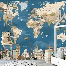 Beibehang Индивидуальные Современные личности обои ручной работы Ретро Винтаж Карта мира ТВ фон papel де parede папье peint