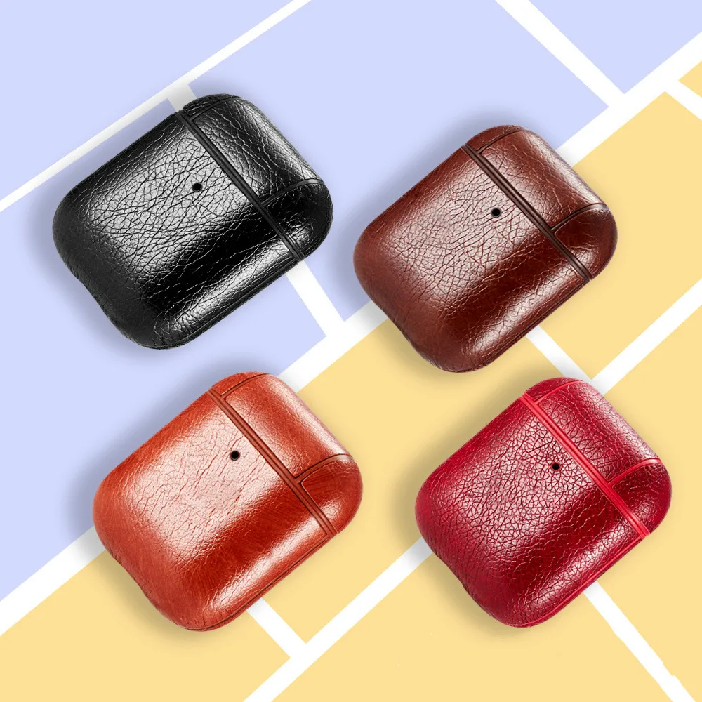

Suitable for AirPods 1/2 Earphone Cover Leather PU Wireless Bluetooth Earphone Storage Box Protective Cover Shockproof Cover