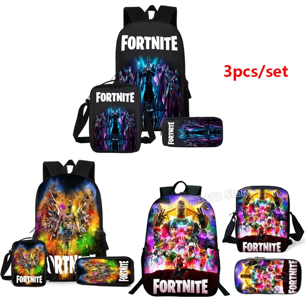 3 шт./компл. детский школьный рюкзак Fortnite ранец крутой Водонепроницаемый