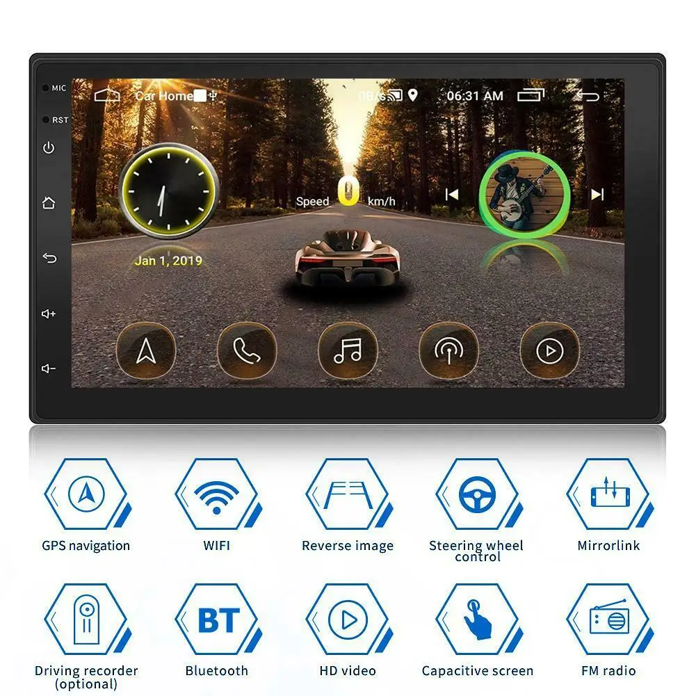 2Din " четырехъядерный Android 8,1 gps Navi Wifi DVR автомобильный стерео MP5 плеер FM Радио авторадио