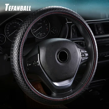 

Car Genuine Leather steering wheel cover embossed four seasons universal Breathable Comfortable Auto Steering-Wheel Braid Case