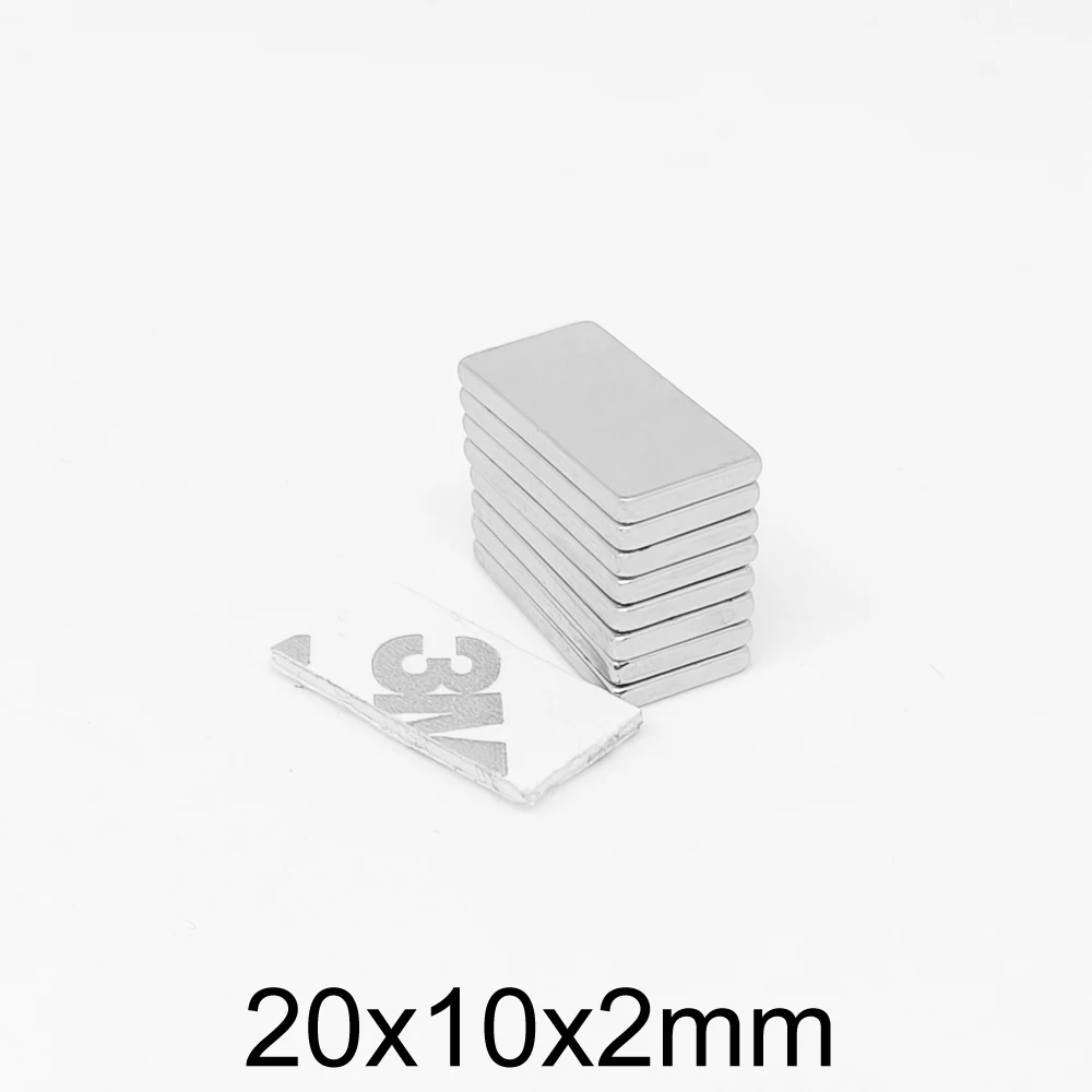 5 10 20 50 100 150PCS 20x10x2 Block Search Magnet With 3M Double Sided Adhesive Tape