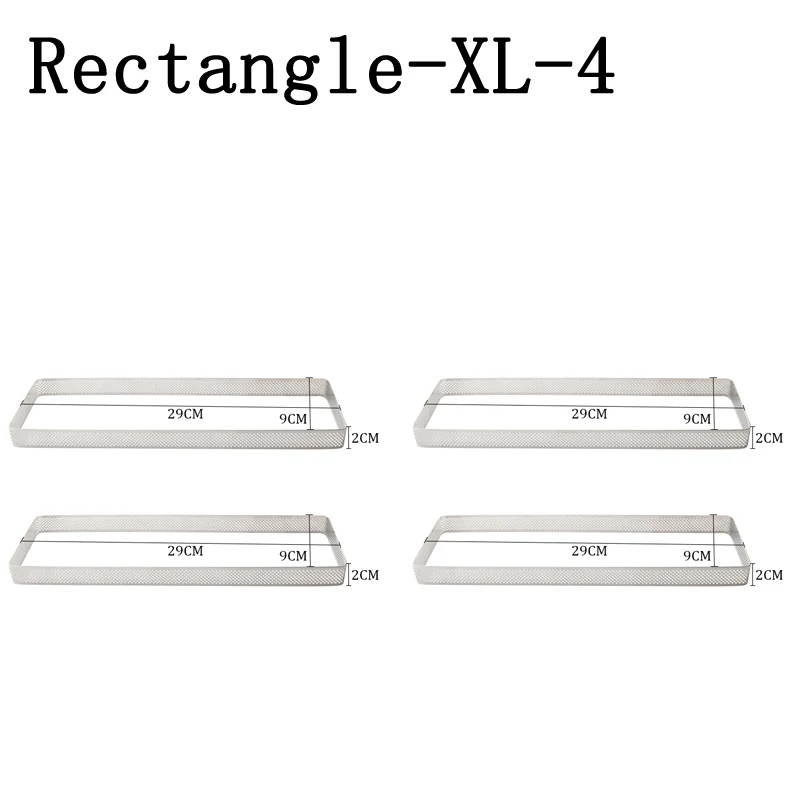 Rectangle-XL-4 Meibum прямоугольный из нержавеющей стали пиццы Tart кольцо костюм сырный мусс десерт торт плесень французский фруктовый крем пирог Выпечка инструменты - Цвет: Rectangle-XL-4