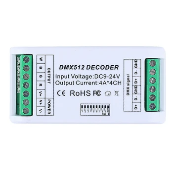 

4CH DMX512 LED Decoder 4 Channels Mini Controller Dimmer 9V-24V Console for LED Strip