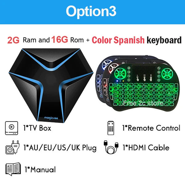Magicsee iron Amlogic S905X Android 7,1 ТВ приставка 4K 2 GB/16 GB ТВ приставка Поддержка 2,4G wifi 100M LAN HDMI H.265 смарт-приставка - Цвет: 2G 16G  N I8-S-BL