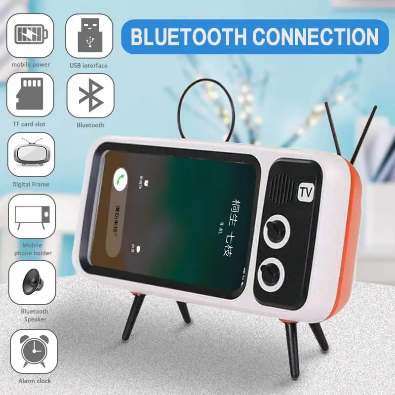 Портативный мини динамик Bluetooth 3 в 1 беспроводной стиле ретро подставка для