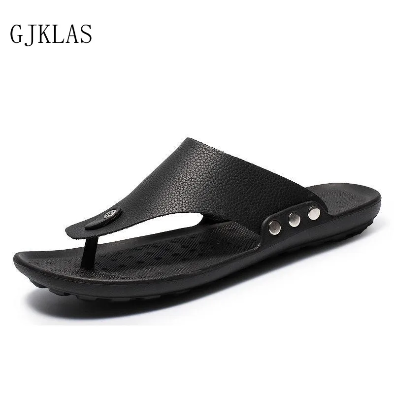 

Flip Flops Men Slippers Leather Shoes Summer Slippers for Men Casual Slides Beach Shoes Mens Slippers Outdoor Classic Flip Flop