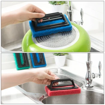 

1PC Strong Decontamination Belt Handle Sponge Bottom Cleaning Brush Sponge Rub Magic Wipe Bath Brush Tile Wipe