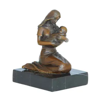 

Mother Holding Baby Bronze Statue Love Sculpture Small Vintage Figurine Art Home Decor Mother's Gift
