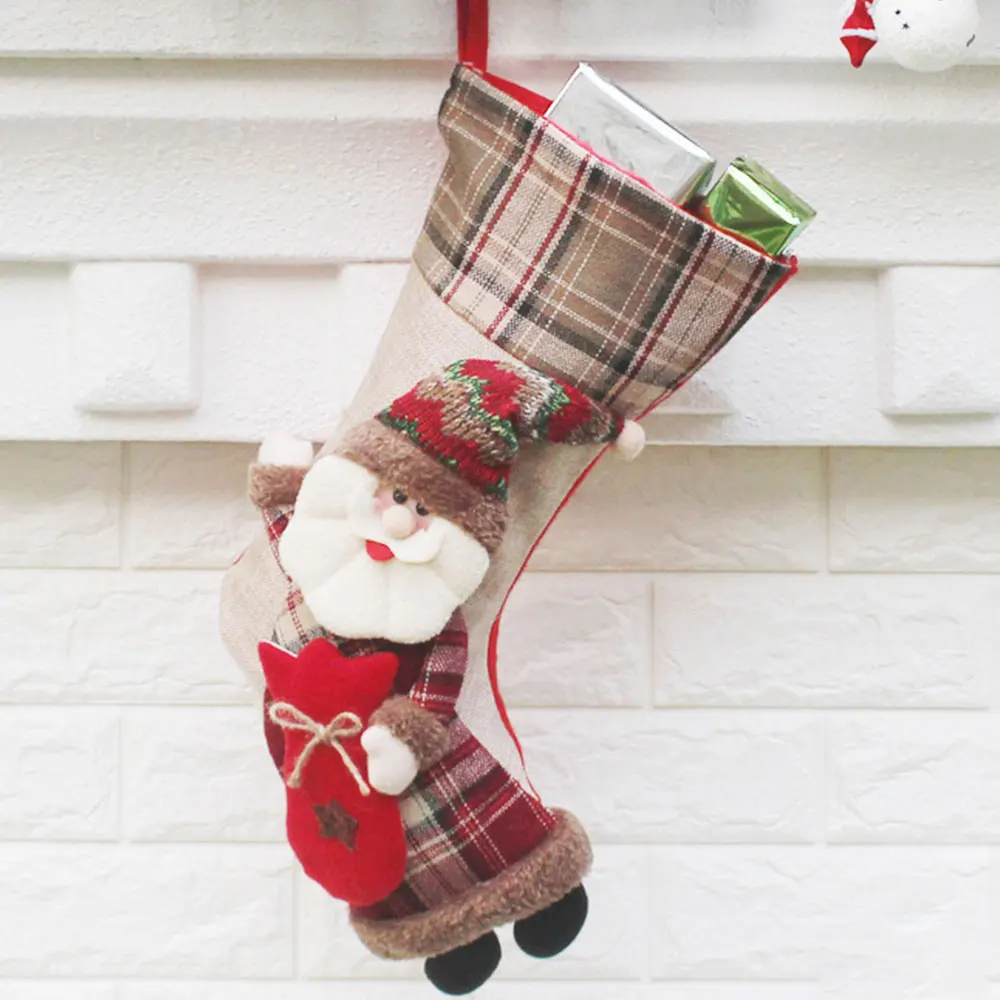 cheap Santa Claus Christmas Stocking Gift Bags Creative Novelty Elk Snowman Hanging Ornaments Comfortable Non Woven Decoration
