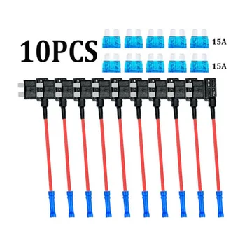

15Amp Fuse Dual-slot Blade 12/24V Vehicle Electrical 10PCS System Car TAP