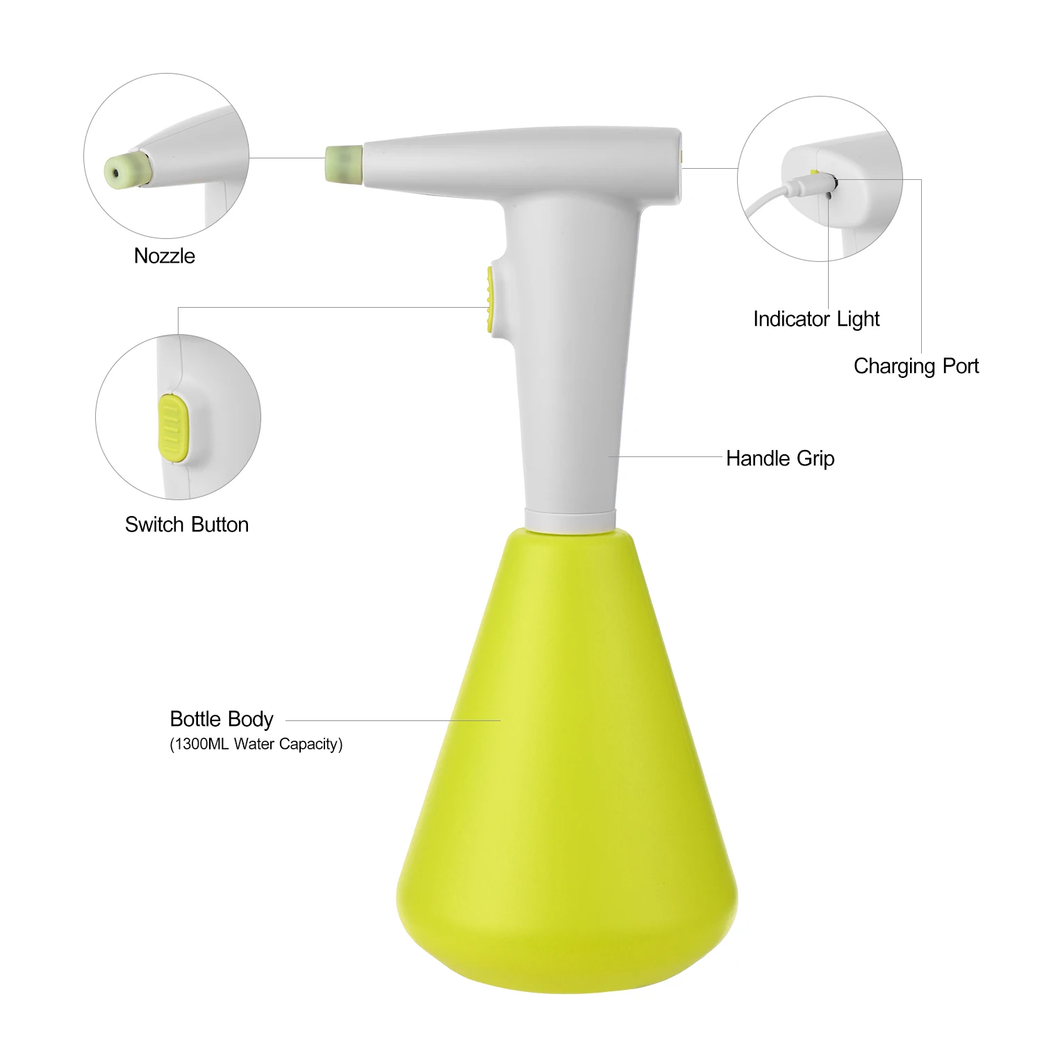 Electric sprayer watering can lithium battery rechargeable household watering pot 2L watering can Washing Car Flower Plant