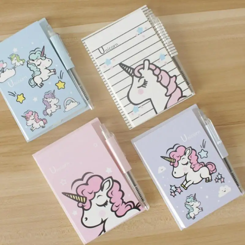 

1 Set Creative lovely Unicorn Portable Memo Pad With Ballpoint Pen Student Paper Stationery School Office Supply Notepads