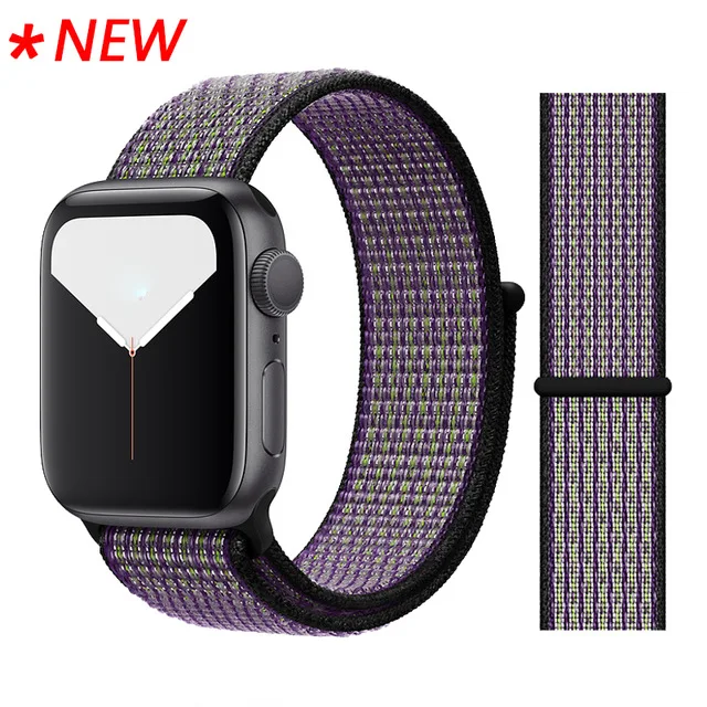 61 Desert sand Нейлоновый спортивный ремешок для наручных часов Apple Watch, версии 5 Series 5/4/3 мягкий легкий дышащий материал ремешок 38 мм 42 мм 40 мм, длина-44 мм, ремешок для часов - Цвет ремешка: 61 Desert sand