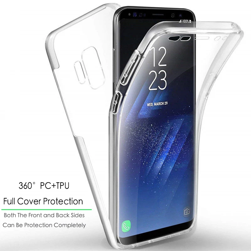 

For Samsung Galaxy Note 10 Plus Note 10+ S10 S9+Plus Slim 360 Full Body Cover Soft TPU+PC Case Coque(Fully Transparent,No Point)