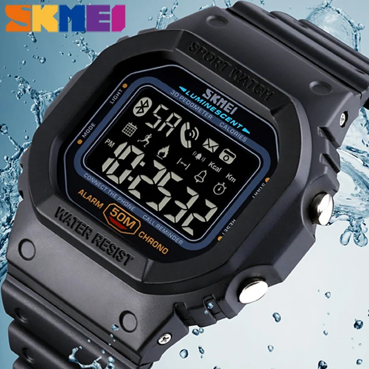 Bluetooth часы с шагомером и счетчиком калорий SKMEI, высококачественные мужские спортивные военные Электронные Водонепроницаемые многофункциональные цифровые часы|Цифровые часы|   | АлиЭкспресс