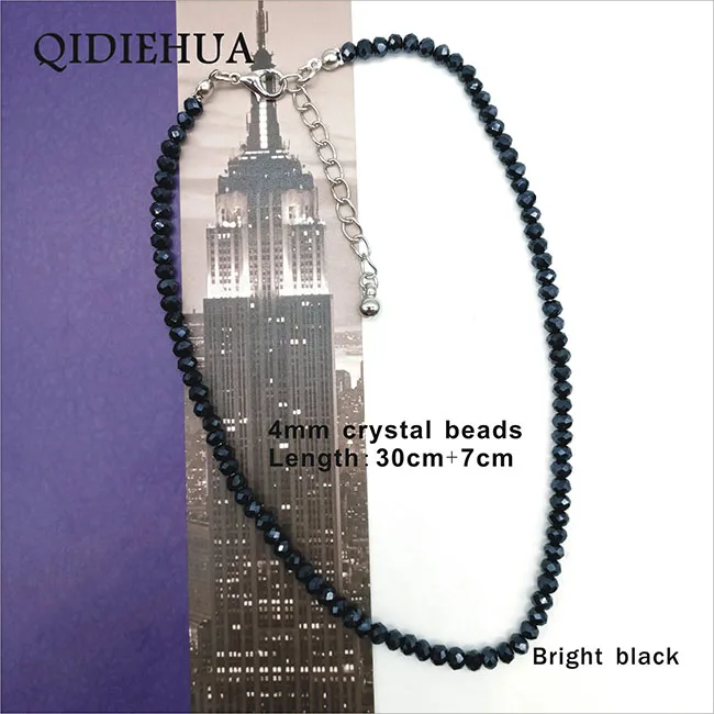 bright black Модные 14 Разноцветные Хрустальные Бусы короткое ожерелье для женщин сексуальная цепочка ключицы женская свадебная цепочка невесты Bijoux - Окраска металла: bright black