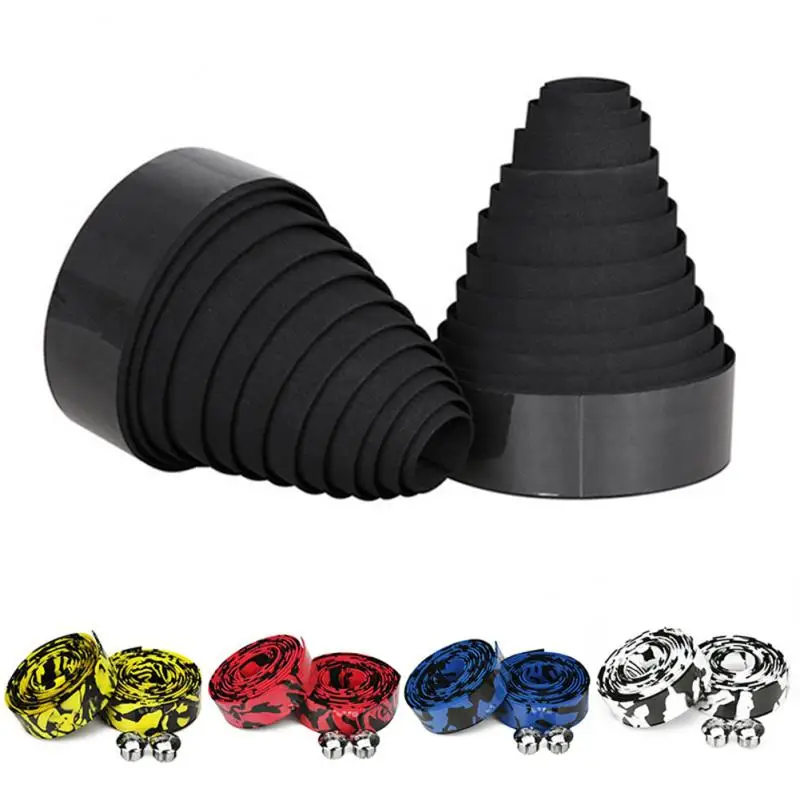Road Bike Bicycle Handlebar Tape Camouflage Cycling Handle Belt Cork Wrap With Bar Plugs 5 Colors