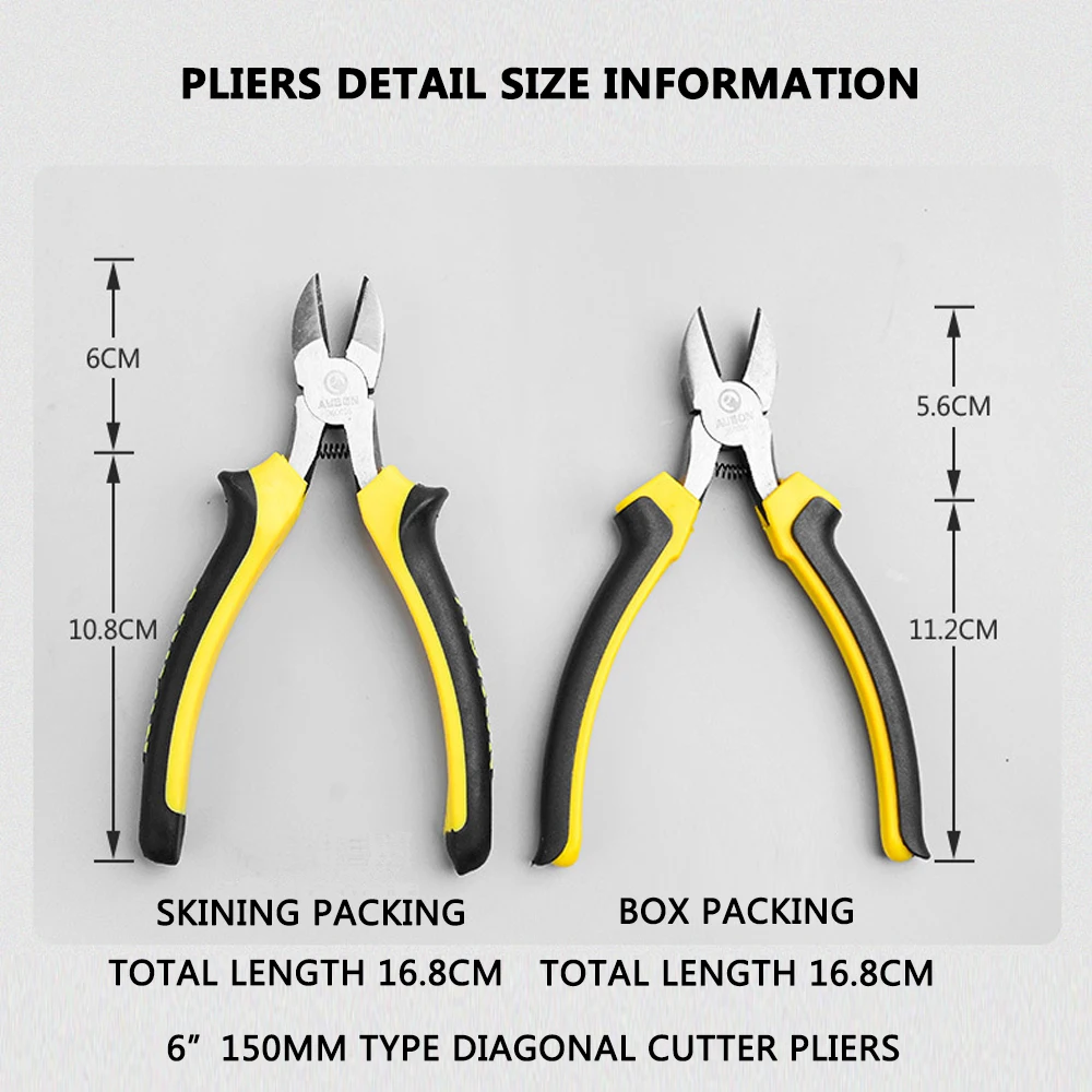 Cutting Pliers Diagonal Cutter Round Jaw Micro Beading Pliers Electrical Wires Cutters 6" Cut Side Snips Plier With Hand Cover