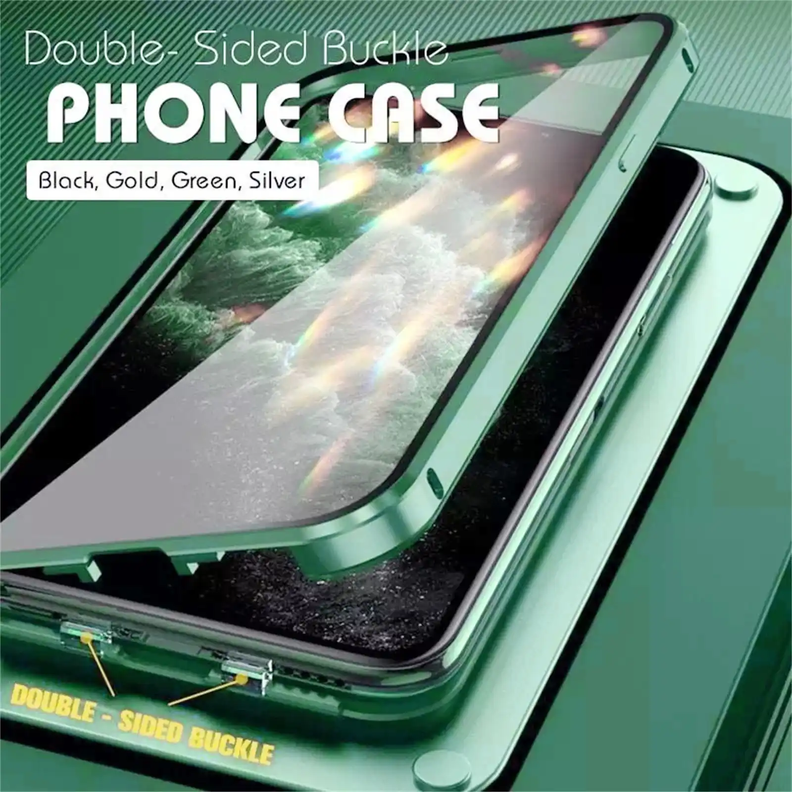 Double Sided Buckle Magnetic Clear Case For Iphone 12 Pro Max 12 Mini X Shockproof Full Lens Metal Protection Cover Transparent Phone Case Covers Aliexpress