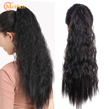 

MEIFAN Long Kinky Curly Drawstring Ponytail Clip in Pony Tail Hair Extensions Synthetic Hair Pieces Afro Fake Hairpiece for Wome