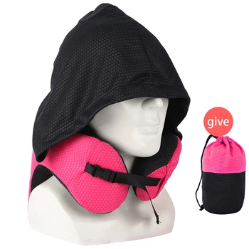 

Soft Cushion Travel Pillow U Shaped Sun Shade Airplane Sleeping Home Office Detachable Neck Support With Hat Memory Foam 2 In 1
