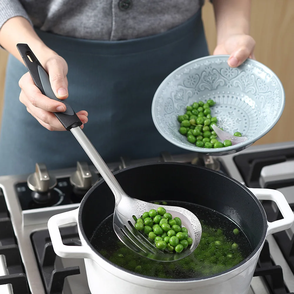 Seacreating Kitchen Skimmer Spoon Stainless Steel Slotted Spoon With Extra Large Bowl Built-In Hang Hole Comfortable