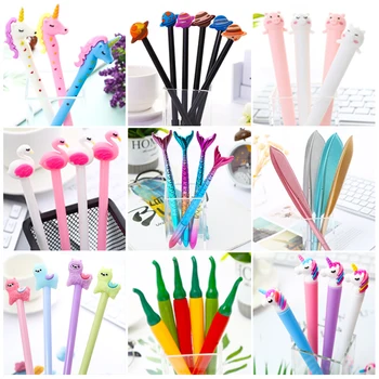

Japanese Creative Cute Kawaii Gel Pen Mermaid Unicorn Flamingo Cool Animal Kawai Stationery Items Material Gift School Thing Kit