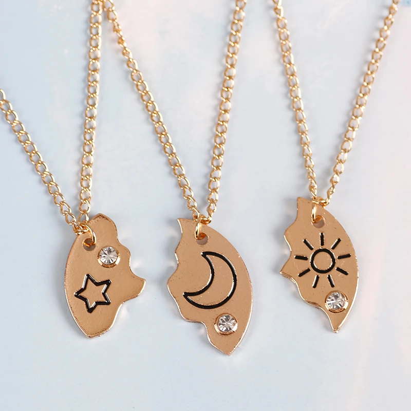 Conjunto de 3 piezas de collar con colgante de Luna y sol, mejor amigo, Bff, amistad, pareja, joyería de 2021|Collares colgantes| - AliExpress