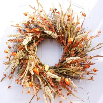 

24 inch Artificial Fall Harvest Fall wreaths for front door Thanksgiving Decor