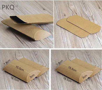 

50pcs Anniversary Gift Box Wedding Present Blank Kraft Paper Box Paper Cardboard Jewelry Packing Pillow Box 200*100*40mm