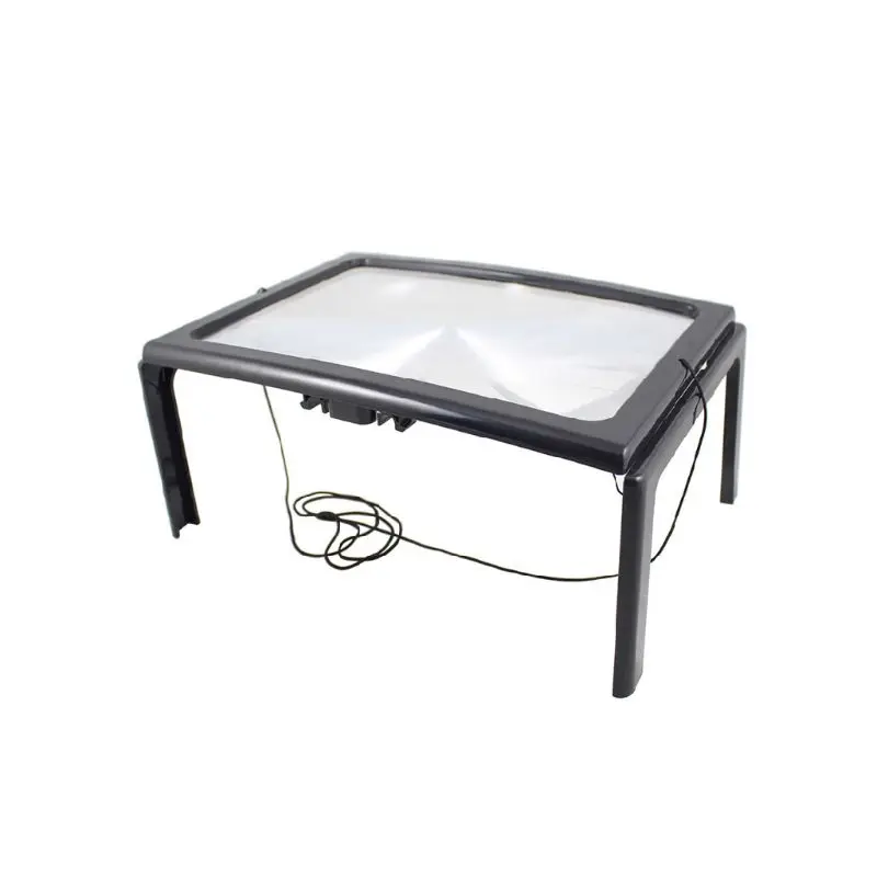 

OOTDTY 3X Magnifying Glass with Stand Large Full Page Magnifier 4 LEDs Lighted Loupe A5YD