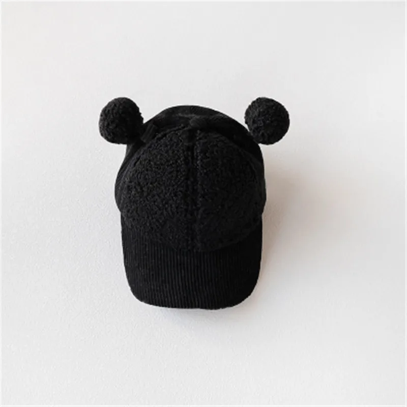 3 Fall Winter Casual Bell Pompom Kids Children Baseball Hat Cap Boy Girl Solid Warm Thick Fashion Accessories-QNC - Color: 3