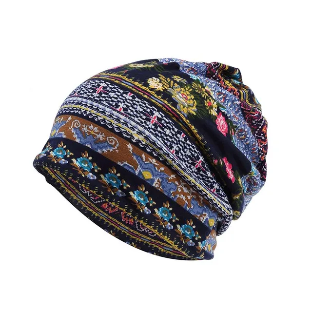 Autumn Winter Skullies Beanies Vintage Design Dual-use Hats For Ladies Thin Girl Fashion Feminino Scarf Muslim Head Wrap Cap style 2