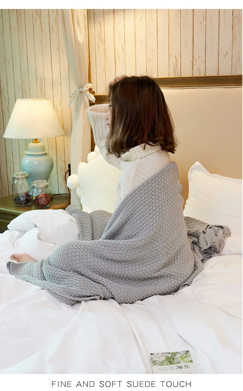 High Handmade quality cotton knit blanket, office&car rest blanket.Travel boarding blanket Christmas decoration blanket