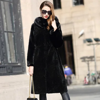 

Double Faced Coat Women Winter Warm Wool Fur Coats Top Qulity Thickening Hooded Chaqueta Invierno Mujer JNX172 MF354