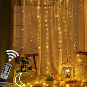 

3M USB LED Curtain String Lights Flash Fairy Garland Remote Control For New Year Christmas Outdoor Wedding Home decor